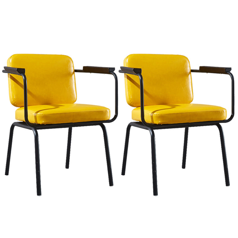 Modern Industrial Style Leather Solid Back Side Chair 31"H Dining Chair for Restaurant Bedroom Yellow 2 Piece Set Clearhalo ' kitchen&dining_furn' 'Dining Chairs' 'Dining Tables & Seating' 'dining_chair' 'furn' 'furn_dining_chair' 'Furniture' 'furniture_dining_chair' 'Kitchen & Dining Furniture' 'kitchen' 3643716