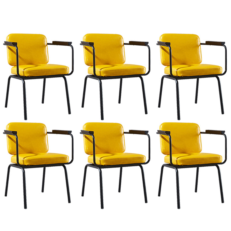 Modern Industrial Style Leather Solid Back Side Chair 31"H Dining Chair for Restaurant Bedroom Yellow 6 Piece Set Clearhalo ' kitchen&dining_furn' 'Dining Chairs' 'Dining Tables & Seating' 'dining_chair' 'furn' 'furn_dining_chair' 'Furniture' 'furniture_dining_chair' 'Kitchen & Dining Furniture' 'kitchen' 3643719