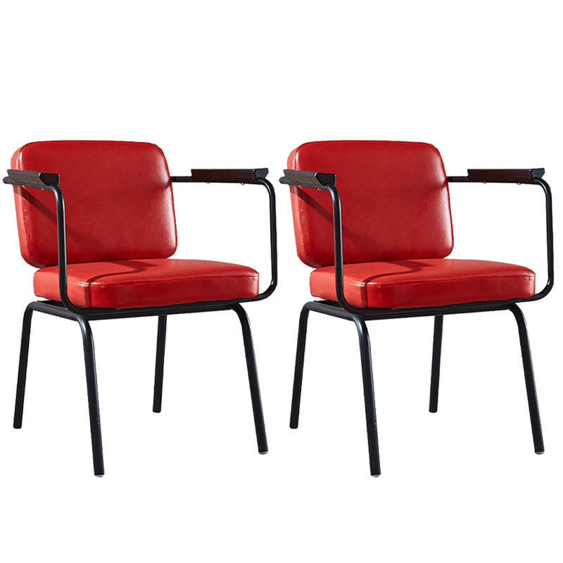Modern Industrial Style Leather Solid Back Side Chair 31"H Dining Chair for Restaurant Bedroom Red 2 Piece Set Clearhalo ' kitchen&dining_furn' 'Dining Chairs' 'Dining Tables & Seating' 'dining_chair' 'furn' 'furn_dining_chair' 'Furniture' 'furniture_dining_chair' 'Kitchen & Dining Furniture' 'kitchen' 3643722