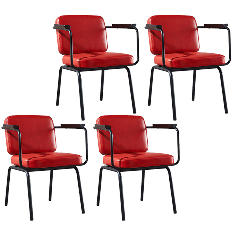 Modern Industrial Style Leather Solid Back Side Chair 31"H Dining Chair for Restaurant Bedroom Red 4 Piece Set Clearhalo ' kitchen&dining_furn' 'Dining Chairs' 'Dining Tables & Seating' 'dining_chair' 'furn' 'furn_dining_chair' 'Furniture' 'furniture_dining_chair' 'Kitchen & Dining Furniture' 'kitchen' 3643724