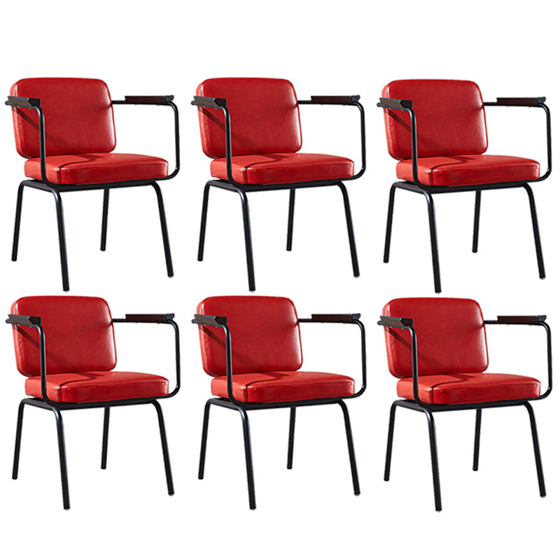 Modern Industrial Style Leather Solid Back Side Chair 31"H Dining Chair for Restaurant Bedroom Red 6 Piece Set Clearhalo ' kitchen&dining_furn' 'Dining Chairs' 'Dining Tables & Seating' 'dining_chair' 'furn' 'furn_dining_chair' 'Furniture' 'furniture_dining_chair' 'Kitchen & Dining Furniture' 'kitchen' 3643725