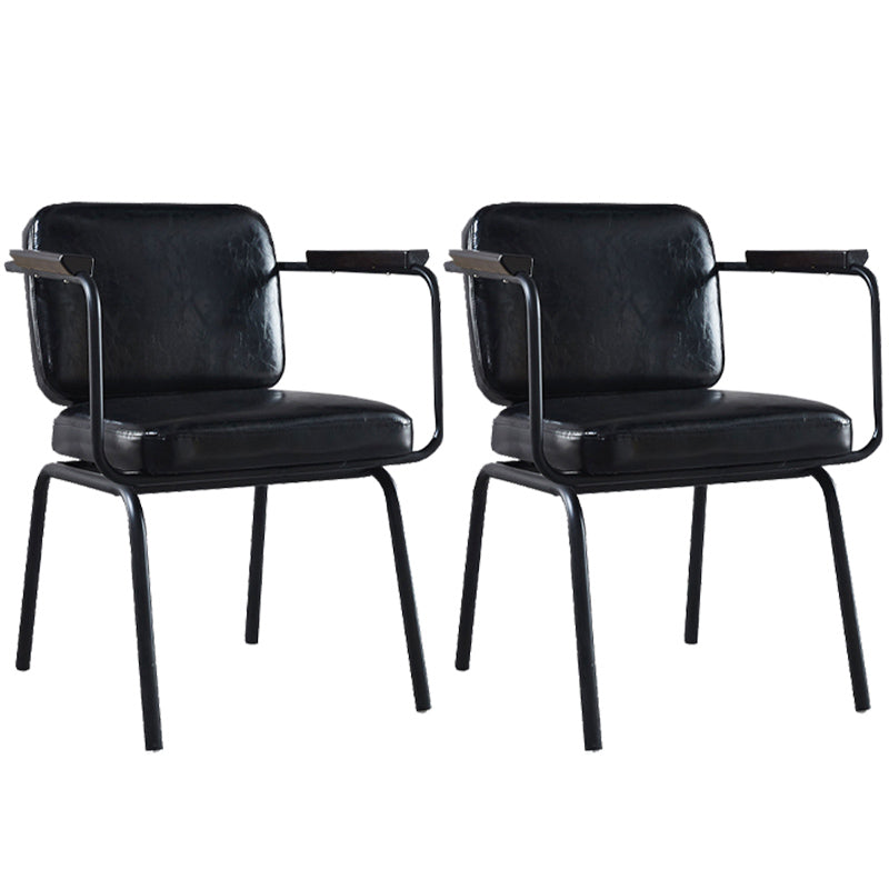 Modern Industrial Style Leather Solid Back Side Chair 31"H Dining Chair for Restaurant Bedroom Black 2 Piece Set Clearhalo ' kitchen&dining_furn' 'Dining Chairs' 'Dining Tables & Seating' 'dining_chair' 'furn' 'furn_dining_chair' 'Furniture' 'furniture_dining_chair' 'Kitchen & Dining Furniture' 'kitchen' 3643726
