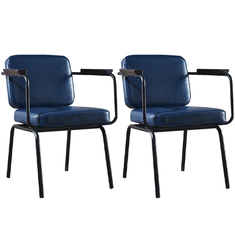 Modern Industrial Style Leather Solid Back Side Chair 31"H Dining Chair for Restaurant Bedroom Dark Blue 2 Piece Set Clearhalo ' kitchen&dining_furn' 'Dining Chairs' 'Dining Tables & Seating' 'dining_chair' 'furn' 'furn_dining_chair' 'Furniture' 'furniture_dining_chair' 'Kitchen & Dining Furniture' 'kitchen' 3643732