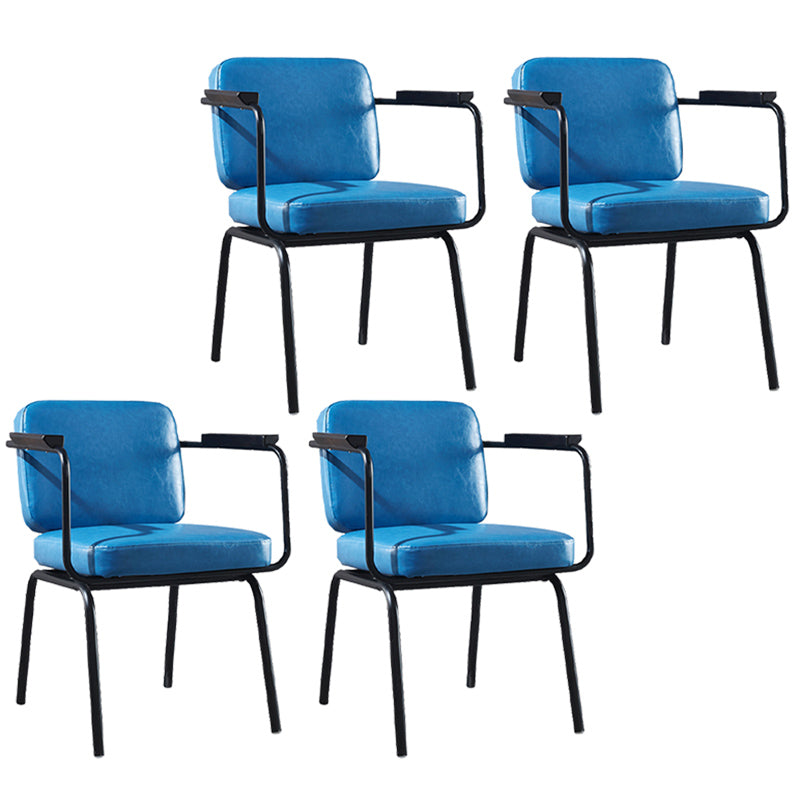 Modern Industrial Style Leather Solid Back Side Chair 31"H Dining Chair for Restaurant Bedroom Sky Blue 4 Piece Set Clearhalo ' kitchen&dining_furn' 'Dining Chairs' 'Dining Tables & Seating' 'dining_chair' 'furn' 'furn_dining_chair' 'Furniture' 'furniture_dining_chair' 'Kitchen & Dining Furniture' 'kitchen' 3643739