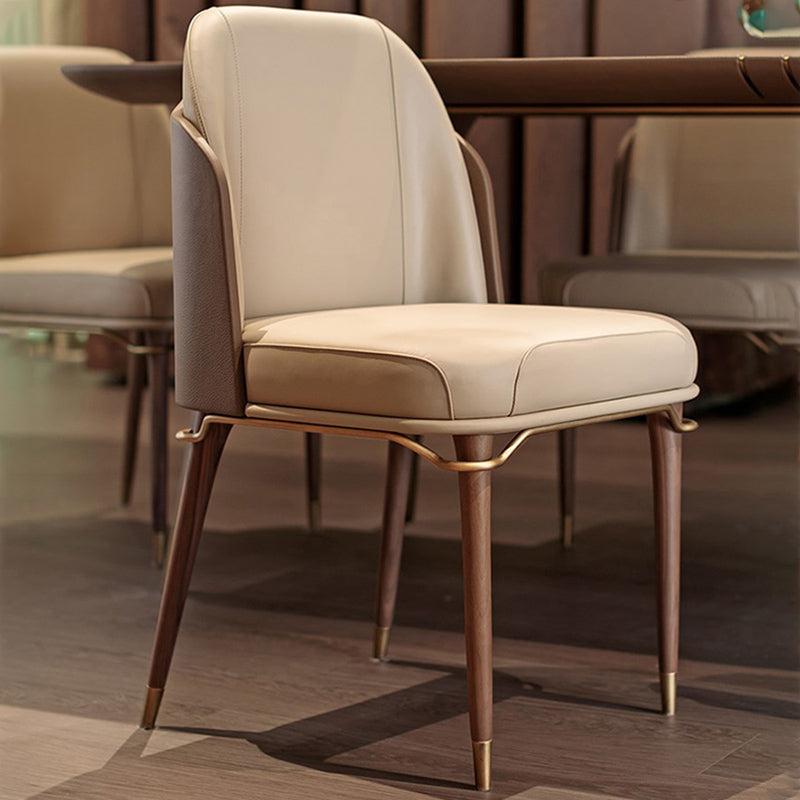 Contemporary Style Leather Chair Armless Parsons Chair with Wooden Legs for Home Use Clearhalo ' kitchen&dining_furn' 'Dining Chairs' 'Dining Tables & Seating' 'dining_chair' 'furn' 'furn_dining_chair' 'Furniture' 'furniture_dining_chair' 'Kitchen & Dining Furniture' 'kitchen' 3643741