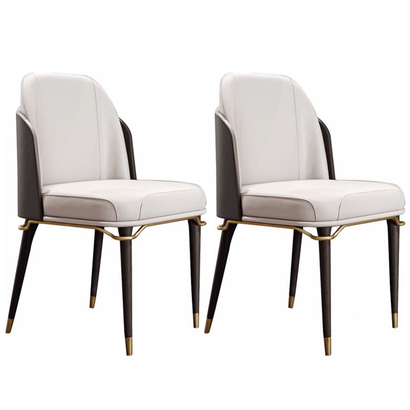 Contemporary Style Leather Chair Armless Parsons Chair with Wooden Legs for Home Use Dark Coffee 2 Piece Set Clearhalo ' kitchen&dining_furn' 'Dining Chairs' 'Dining Tables & Seating' 'dining_chair' 'furn' 'furn_dining_chair' 'Furniture' 'furniture_dining_chair' 'Kitchen & Dining Furniture' 'kitchen' 3643749