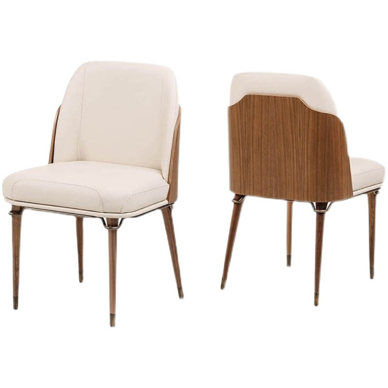 Contemporary Style Leather Chair Armless Parsons Chair with Wooden Legs for Home Use Clearhalo ' kitchen&dining_furn' 'Dining Chairs' 'Dining Tables & Seating' 'dining_chair' 'furn' 'furn_dining_chair' 'Furniture' 'furniture_dining_chair' 'Kitchen & Dining Furniture' 'kitchen' 3643750