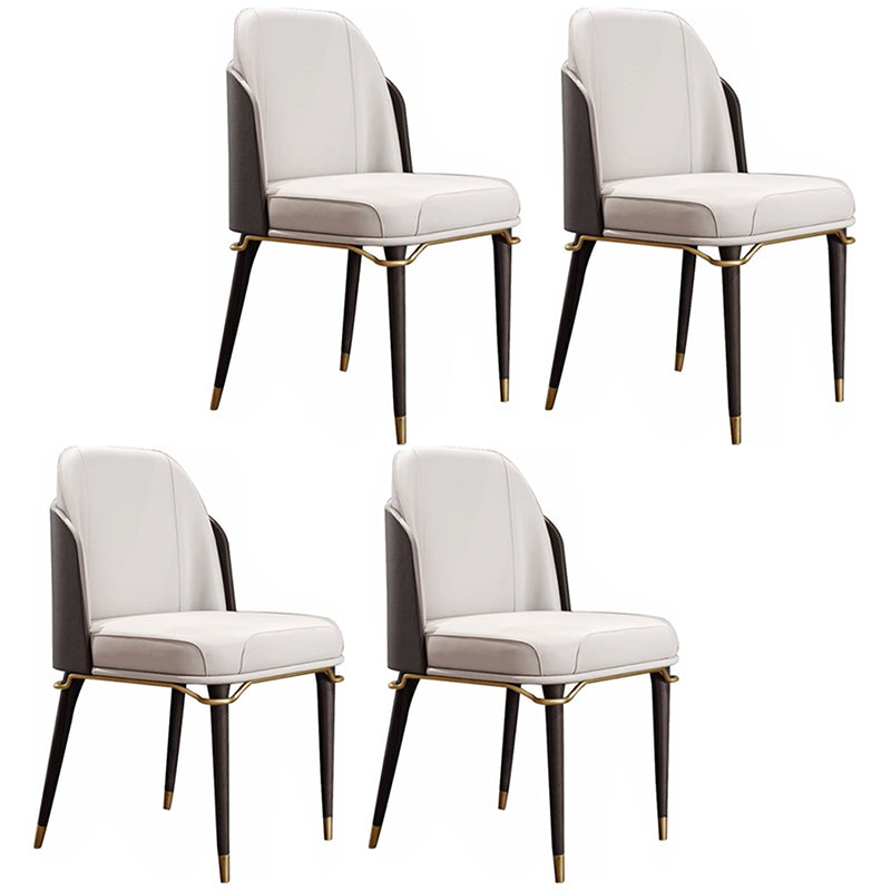 Contemporary Style Leather Chair Armless Parsons Chair with Wooden Legs for Home Use Dark Coffee 4 Piece Set Clearhalo ' kitchen&dining_furn' 'Dining Chairs' 'Dining Tables & Seating' 'dining_chair' 'furn' 'furn_dining_chair' 'Furniture' 'furniture_dining_chair' 'Kitchen & Dining Furniture' 'kitchen' 3643751