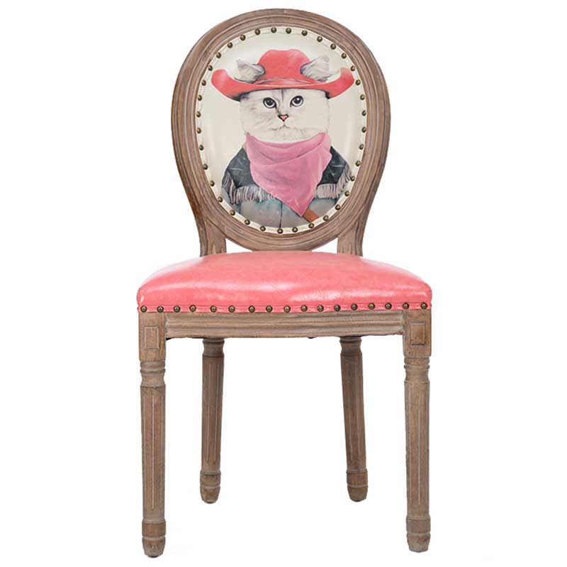 Solid Wood Country Style Dining Room Chair Matte Finish King Louis Back Side Chair Dark Pink 1 Piece Clearhalo ' kitchen&dining_furn' 'Dining Chairs' 'Dining Tables & Seating' 'dining_chair' 'furn' 'furn_dining_chair' 'Furniture' 'furniture_dining_chair' 'Kitchen & Dining Furniture' 'kitchen' 3643808