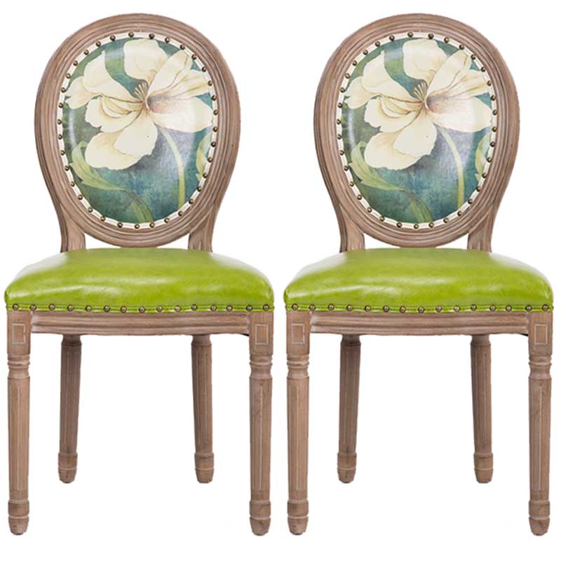 Solid Wood Country Style Dining Room Chair Matte Finish King Louis Back Side Chair Green 2 Piece Set Clearhalo ' kitchen&dining_furn' 'Dining Chairs' 'Dining Tables & Seating' 'dining_chair' 'furn' 'furn_dining_chair' 'Furniture' 'furniture_dining_chair' 'Kitchen & Dining Furniture' 'kitchen' 3643821