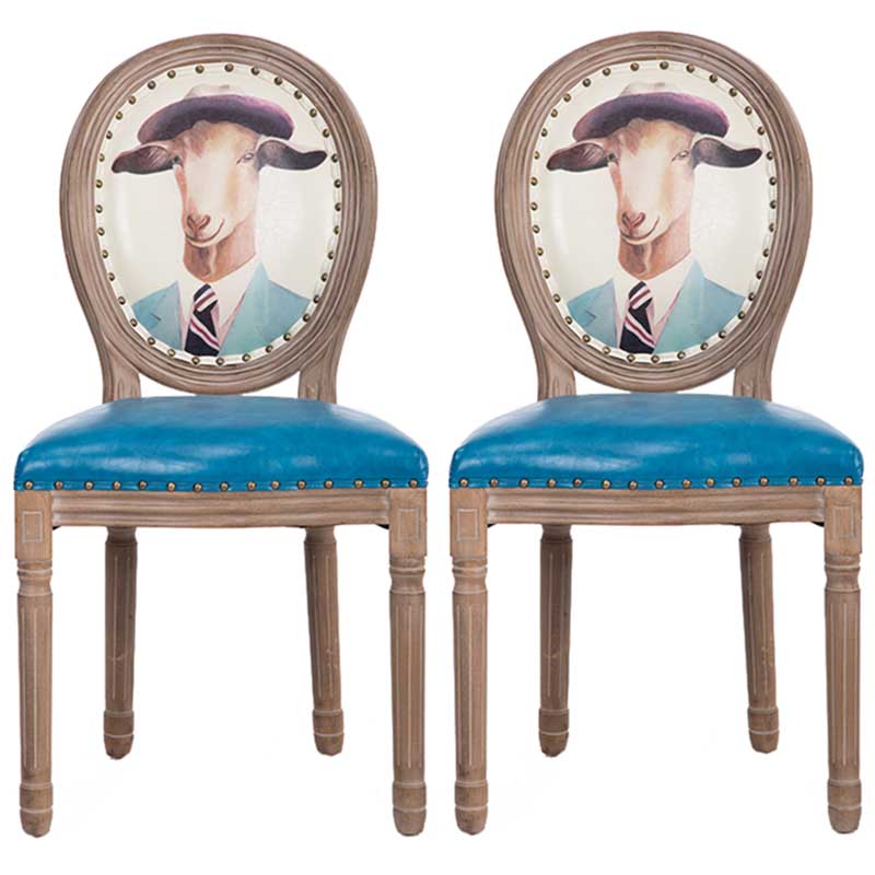 Solid Wood Country Style Dining Room Chair Matte Finish King Louis Back Side Chair Blue 2 Piece Set Clearhalo ' kitchen&dining_furn' 'Dining Chairs' 'Dining Tables & Seating' 'dining_chair' 'furn' 'furn_dining_chair' 'Furniture' 'furniture_dining_chair' 'Kitchen & Dining Furniture' 'kitchen' 3643828