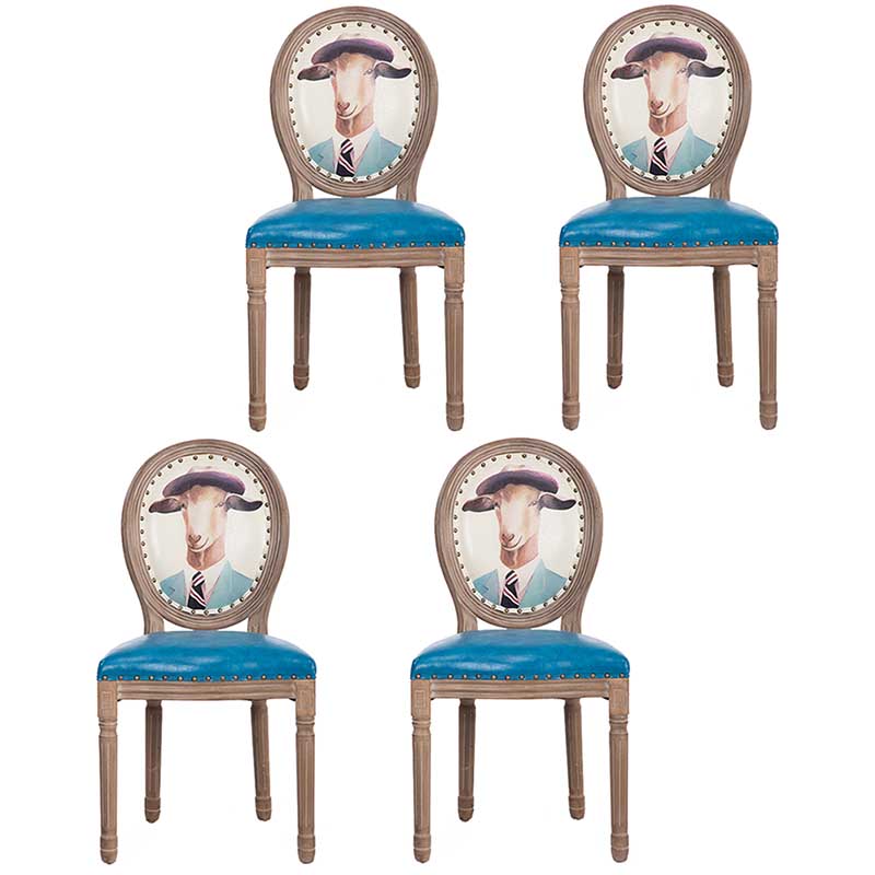 Solid Wood Country Style Dining Room Chair Matte Finish King Louis Back Side Chair Blue 4 Piece Set Clearhalo ' kitchen&dining_furn' 'Dining Chairs' 'Dining Tables & Seating' 'dining_chair' 'furn' 'furn_dining_chair' 'Furniture' 'furniture_dining_chair' 'Kitchen & Dining Furniture' 'kitchen' 3643829