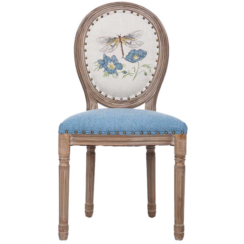 Solid Wood Country Style Dining Room Chair Matte Finish King Louis Back Side Chair Light Blue 1 Piece Clearhalo ' kitchen&dining_furn' 'Dining Chairs' 'Dining Tables & Seating' 'dining_chair' 'furn' 'furn_dining_chair' 'Furniture' 'furniture_dining_chair' 'Kitchen & Dining Furniture' 'kitchen' 3643830