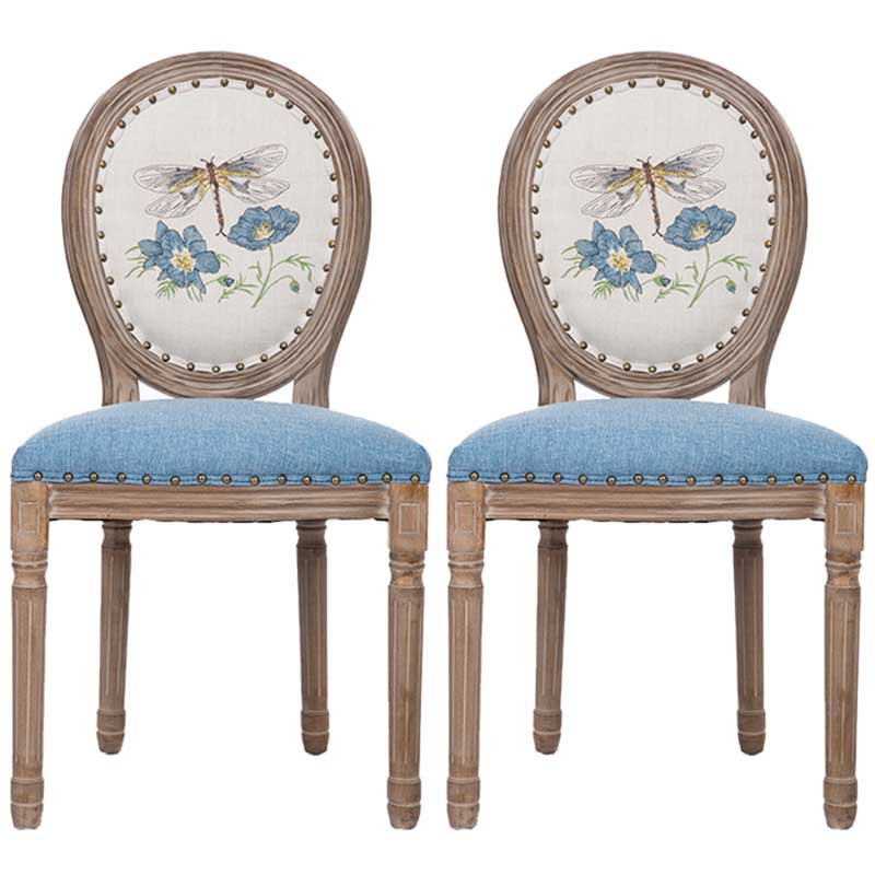 Solid Wood Country Style Dining Room Chair Matte Finish King Louis Back Side Chair Light Blue 2 Piece Set Clearhalo ' kitchen&dining_furn' 'Dining Chairs' 'Dining Tables & Seating' 'dining_chair' 'furn' 'furn_dining_chair' 'Furniture' 'furniture_dining_chair' 'Kitchen & Dining Furniture' 'kitchen' 3643831