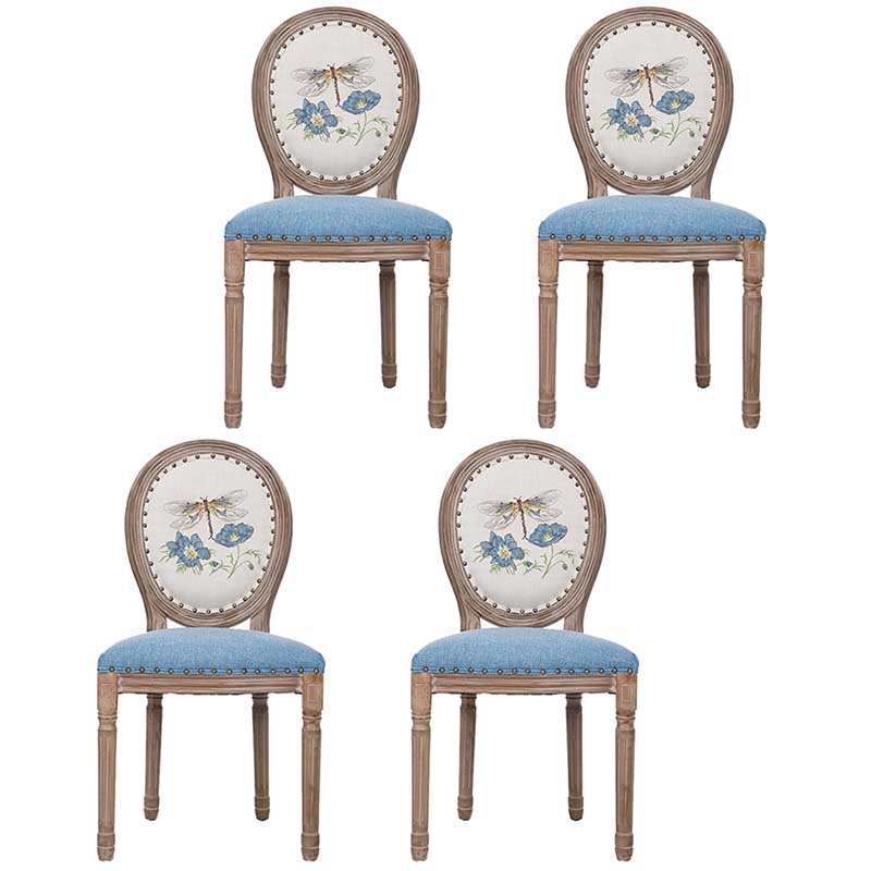 Solid Wood Country Style Dining Room Chair Matte Finish King Louis Back Side Chair Light Blue 4 Piece Set Clearhalo ' kitchen&dining_furn' 'Dining Chairs' 'Dining Tables & Seating' 'dining_chair' 'furn' 'furn_dining_chair' 'Furniture' 'furniture_dining_chair' 'Kitchen & Dining Furniture' 'kitchen' 3643832