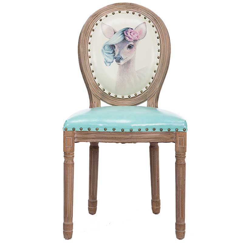 Solid Wood Country Style Dining Room Chair Matte Finish King Louis Back Side Chair Lake Blue 1 Piece Clearhalo ' kitchen&dining_furn' 'Dining Chairs' 'Dining Tables & Seating' 'dining_chair' 'furn' 'furn_dining_chair' 'Furniture' 'furniture_dining_chair' 'Kitchen & Dining Furniture' 'kitchen' 3643833