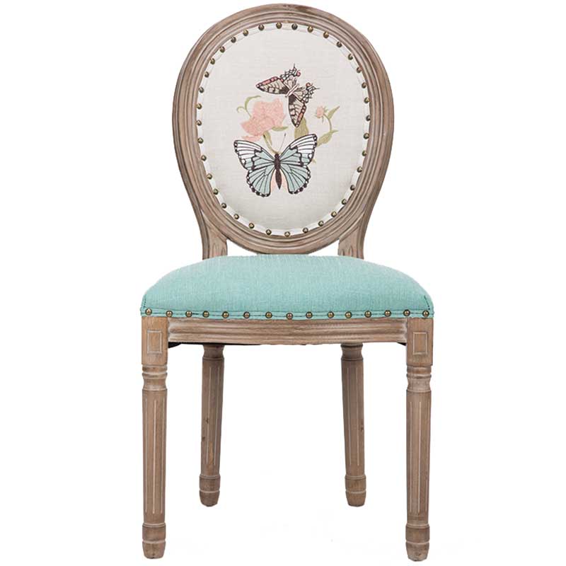 Solid Wood Country Style Dining Room Chair Matte Finish King Louis Back Side Chair Light Green 1 Piece Clearhalo ' kitchen&dining_furn' 'Dining Chairs' 'Dining Tables & Seating' 'dining_chair' 'furn' 'furn_dining_chair' 'Furniture' 'furniture_dining_chair' 'Kitchen & Dining Furniture' 'kitchen' 3643836