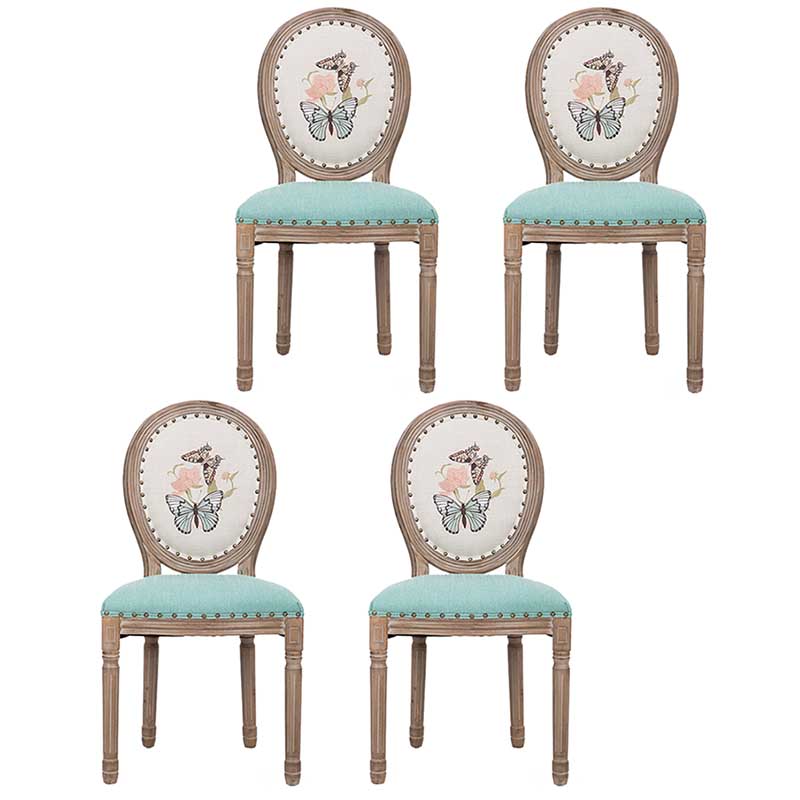 Solid Wood Country Style Dining Room Chair Matte Finish King Louis Back Side Chair Light Green 4 Piece Set Clearhalo ' kitchen&dining_furn' 'Dining Chairs' 'Dining Tables & Seating' 'dining_chair' 'furn' 'furn_dining_chair' 'Furniture' 'furniture_dining_chair' 'Kitchen & Dining Furniture' 'kitchen' 3643838