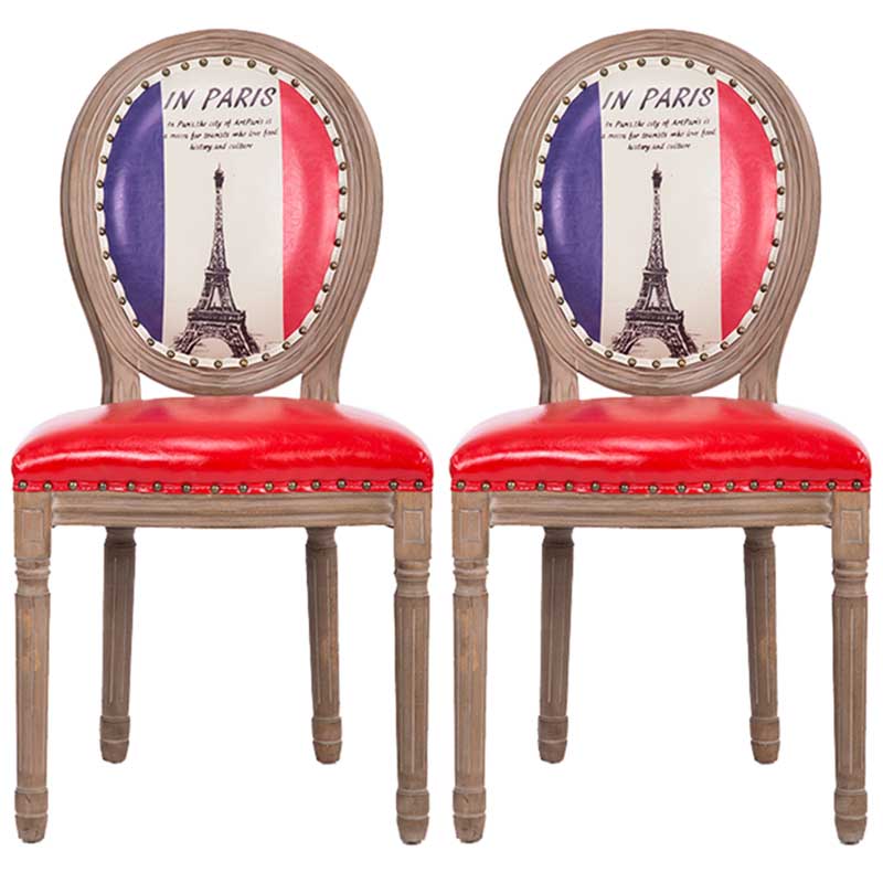 Solid Wood Country Style Dining Room Chair Matte Finish King Louis Back Side Chair Red 2 Piece Set Clearhalo ' kitchen&dining_furn' 'Dining Chairs' 'Dining Tables & Seating' 'dining_chair' 'furn' 'furn_dining_chair' 'Furniture' 'furniture_dining_chair' 'Kitchen & Dining Furniture' 'kitchen' 3643840