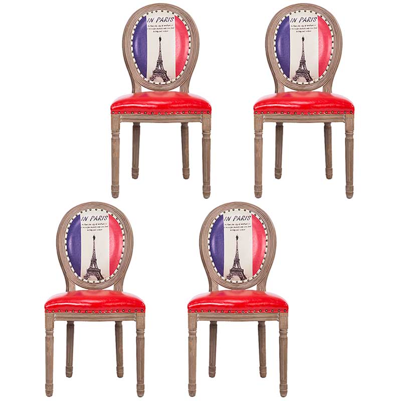 Solid Wood Country Style Dining Room Chair Matte Finish King Louis Back Side Chair Red 4 Piece Set Clearhalo ' kitchen&dining_furn' 'Dining Chairs' 'Dining Tables & Seating' 'dining_chair' 'furn' 'furn_dining_chair' 'Furniture' 'furniture_dining_chair' 'Kitchen & Dining Furniture' 'kitchen' 3643841