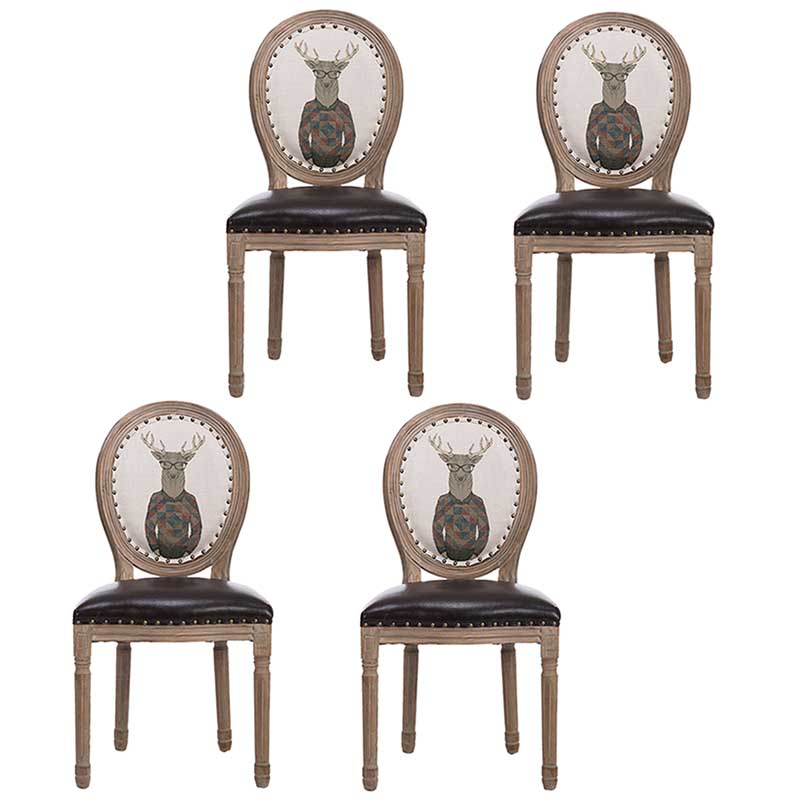 Solid Wood Country Style Dining Room Chair Matte Finish King Louis Back Side Chair Dark Brown 4 Piece Set Clearhalo ' kitchen&dining_furn' 'Dining Chairs' 'Dining Tables & Seating' 'dining_chair' 'furn' 'furn_dining_chair' 'Furniture' 'furniture_dining_chair' 'Kitchen & Dining Furniture' 'kitchen' 3643844