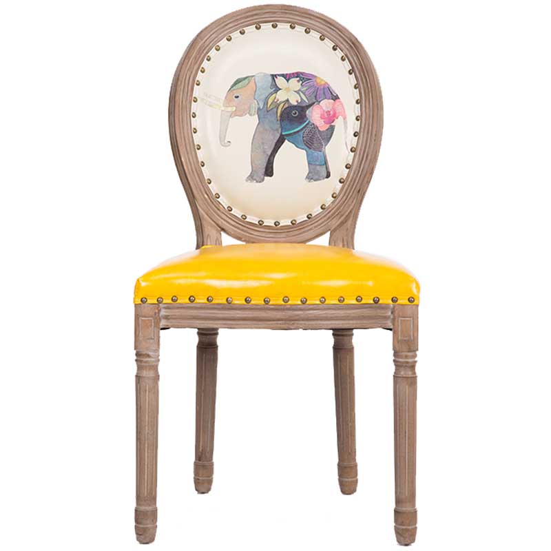 Solid Wood Country Style Dining Room Chair Matte Finish King Louis Back Side Chair Yellow 1 Piece Clearhalo ' kitchen&dining_furn' 'Dining Chairs' 'Dining Tables & Seating' 'dining_chair' 'furn' 'furn_dining_chair' 'Furniture' 'furniture_dining_chair' 'Kitchen & Dining Furniture' 'kitchen' 3643845