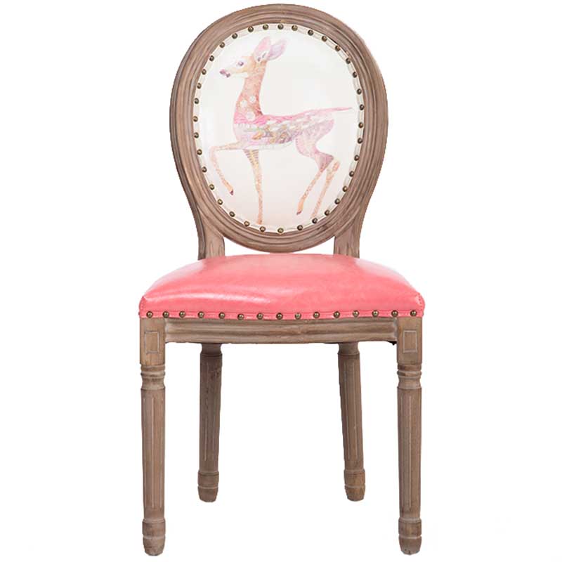 Solid Wood Country Style Dining Room Chair Matte Finish King Louis Back Side Chair Pink 1 Piece Clearhalo ' kitchen&dining_furn' 'Dining Chairs' 'Dining Tables & Seating' 'dining_chair' 'furn' 'furn_dining_chair' 'Furniture' 'furniture_dining_chair' 'Kitchen & Dining Furniture' 'kitchen' 3643848