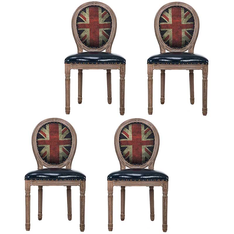 Solid Wood Country Style Dining Room Chair Matte Finish King Louis Back Side Chair Dark Blue 4 Piece Set Clearhalo ' kitchen&dining_furn' 'Dining Chairs' 'Dining Tables & Seating' 'dining_chair' 'furn' 'furn_dining_chair' 'Furniture' 'furniture_dining_chair' 'Kitchen & Dining Furniture' 'kitchen' 3643853