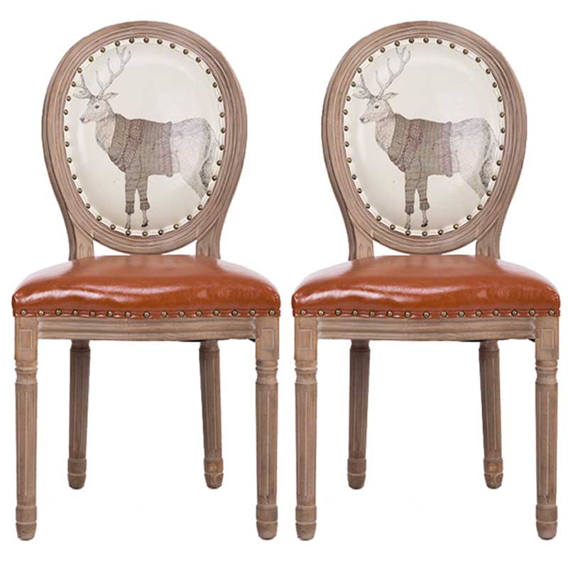 Solid Wood Country Style Dining Room Chair Matte Finish King Louis Back Side Chair Apricot 2 Piece Set Clearhalo ' kitchen&dining_furn' 'Dining Chairs' 'Dining Tables & Seating' 'dining_chair' 'furn' 'furn_dining_chair' 'Furniture' 'furniture_dining_chair' 'Kitchen & Dining Furniture' 'kitchen' 3643855