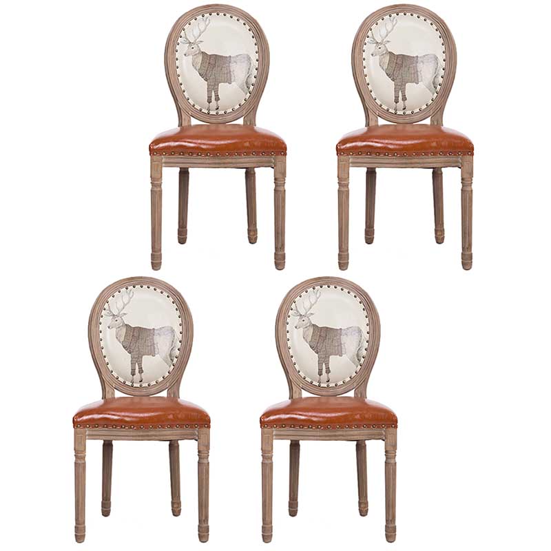 Solid Wood Country Style Dining Room Chair Matte Finish King Louis Back Side Chair Apricot 4 Piece Set Clearhalo ' kitchen&dining_furn' 'Dining Chairs' 'Dining Tables & Seating' 'dining_chair' 'furn' 'furn_dining_chair' 'Furniture' 'furniture_dining_chair' 'Kitchen & Dining Furniture' 'kitchen' 3643856