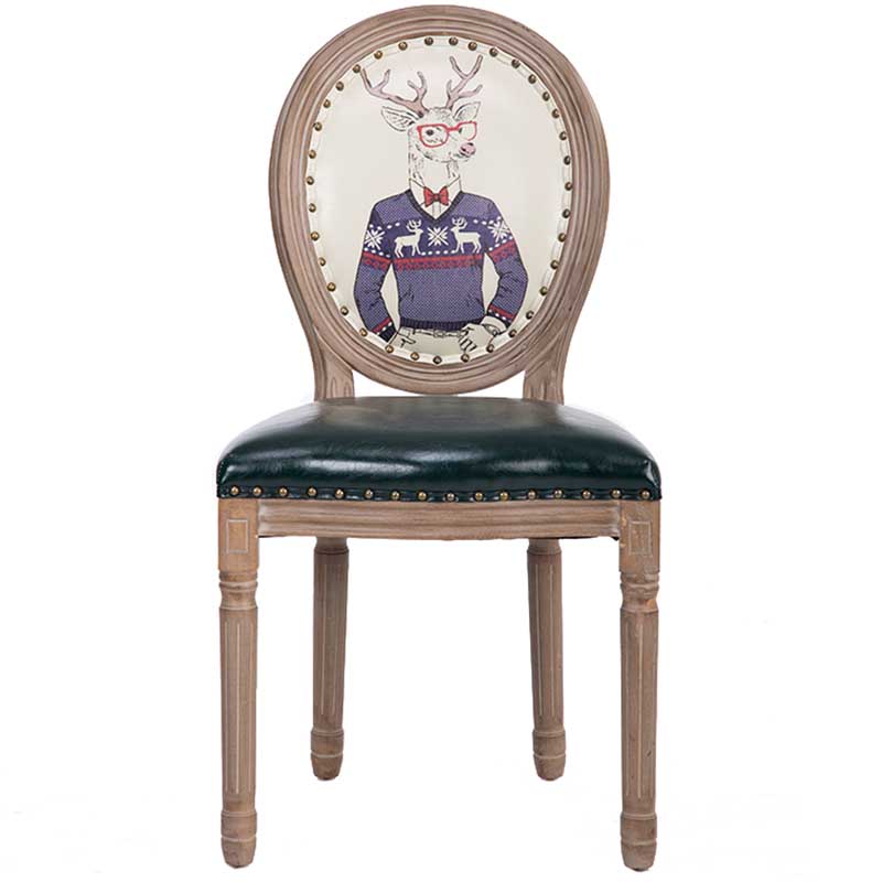 Solid Wood Country Style Dining Room Chair Matte Finish King Louis Back Side Chair Army Green 1 Piece Clearhalo ' kitchen&dining_furn' 'Dining Chairs' 'Dining Tables & Seating' 'dining_chair' 'furn' 'furn_dining_chair' 'Furniture' 'furniture_dining_chair' 'Kitchen & Dining Furniture' 'kitchen' 3643857