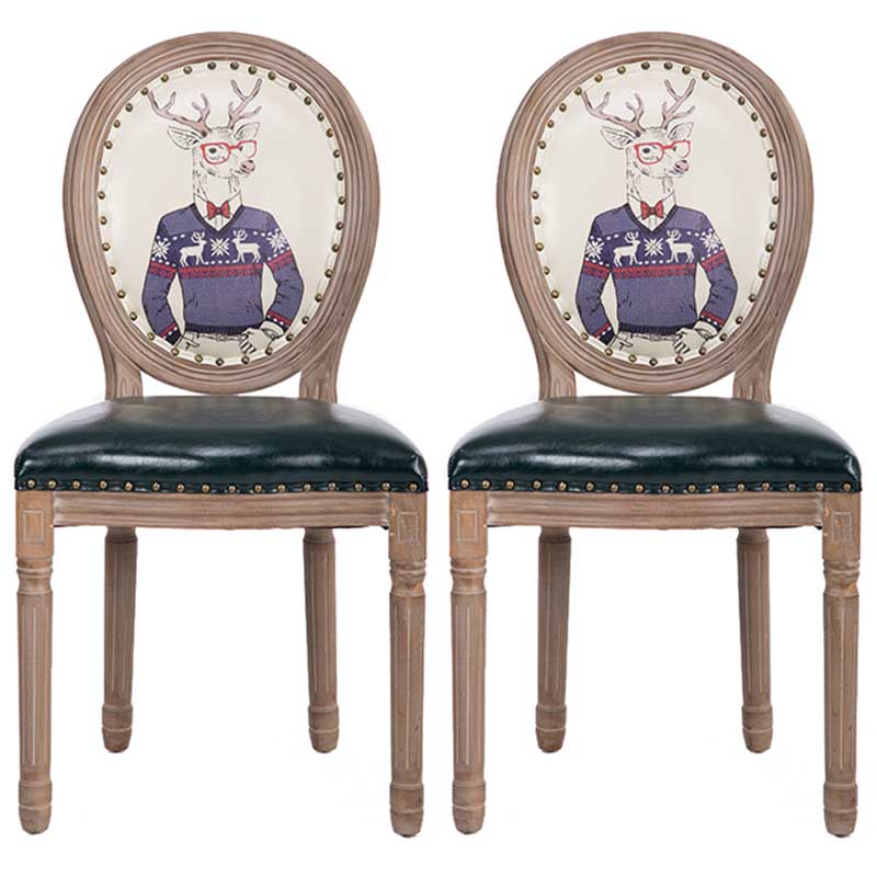 Solid Wood Country Style Dining Room Chair Matte Finish King Louis Back Side Chair Army Green 2 Piece Set Clearhalo ' kitchen&dining_furn' 'Dining Chairs' 'Dining Tables & Seating' 'dining_chair' 'furn' 'furn_dining_chair' 'Furniture' 'furniture_dining_chair' 'Kitchen & Dining Furniture' 'kitchen' 3643858