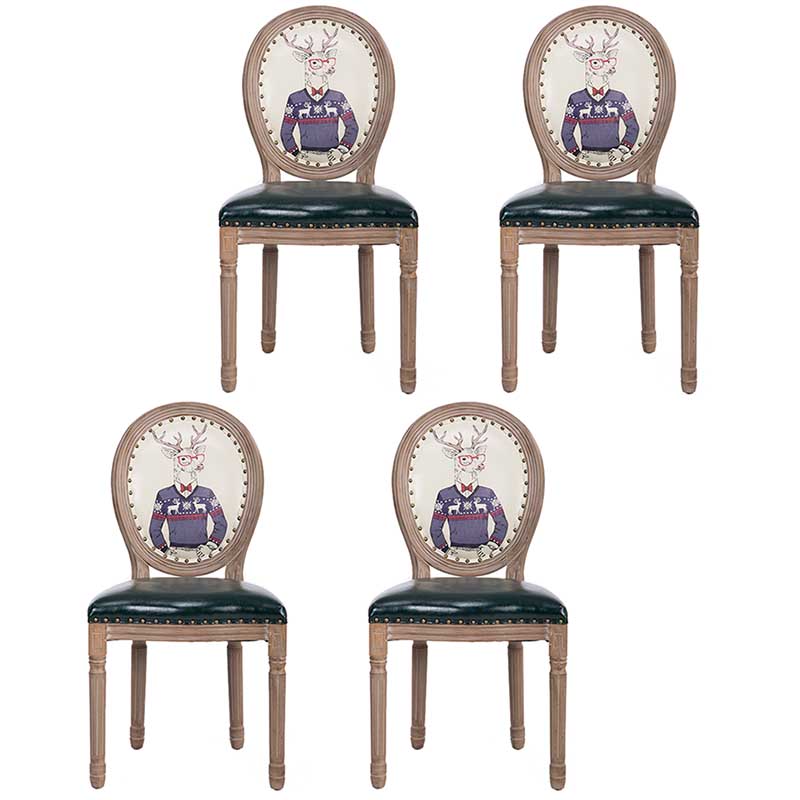 Solid Wood Country Style Dining Room Chair Matte Finish King Louis Back Side Chair Army Green 4 Piece Set Clearhalo ' kitchen&dining_furn' 'Dining Chairs' 'Dining Tables & Seating' 'dining_chair' 'furn' 'furn_dining_chair' 'Furniture' 'furniture_dining_chair' 'Kitchen & Dining Furniture' 'kitchen' 3643859