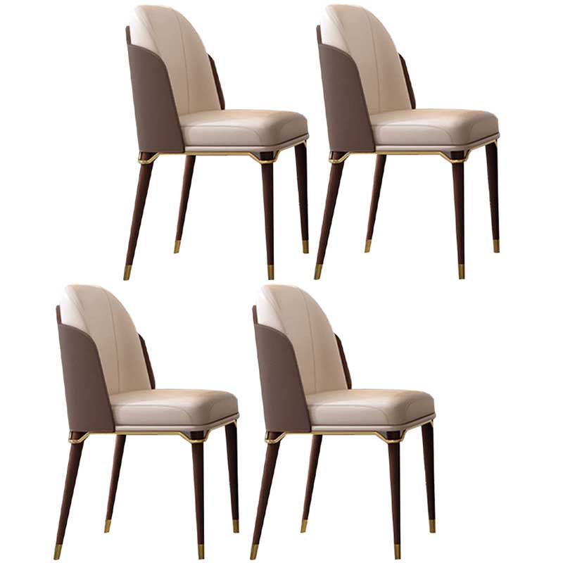 Contemporary Style Microfiber Leather Chair Parsons Dining Chair for Home Light Coffee 4 Piece Set Clearhalo ' kitchen&dining_furn' 'Dining Chairs' 'Dining Tables & Seating' 'dining_chair' 'furn' 'furn_dining_chair' 'Furniture' 'furniture_dining_chair' 'Kitchen & Dining Furniture' 'kitchen' 3643867
