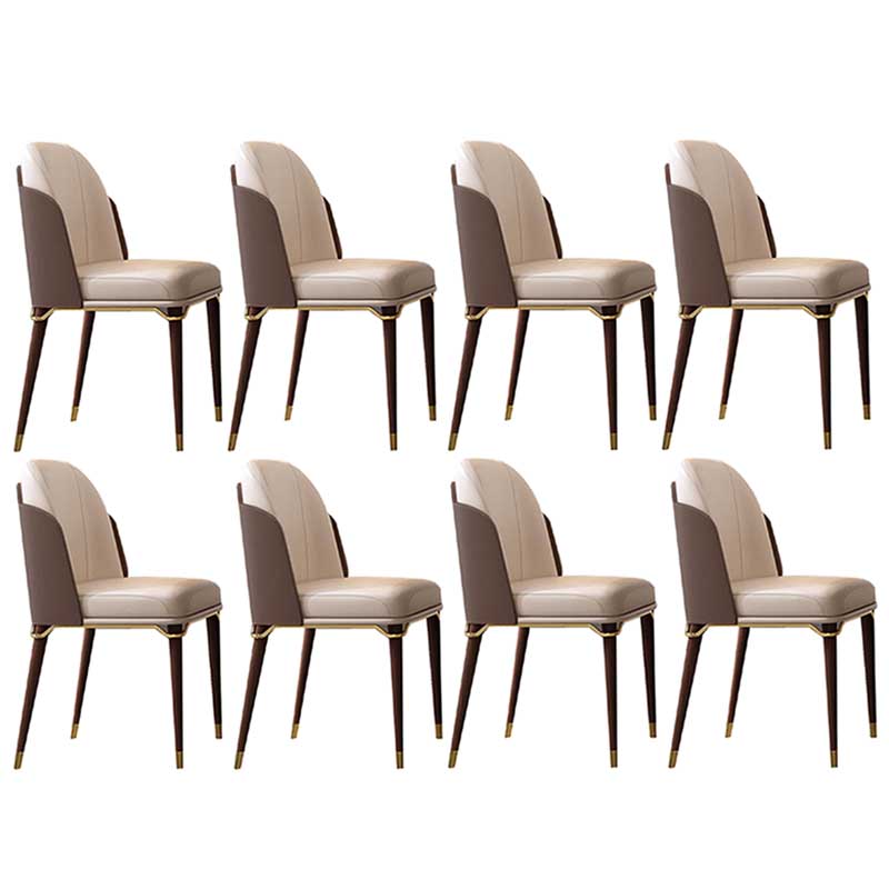 Contemporary Style Microfiber Leather Chair Parsons Dining Chair for Home Light Coffee 8 Piece Set Clearhalo ' kitchen&dining_furn' 'Dining Chairs' 'Dining Tables & Seating' 'dining_chair' 'furn' 'furn_dining_chair' 'Furniture' 'furniture_dining_chair' 'Kitchen & Dining Furniture' 'kitchen' 3643869