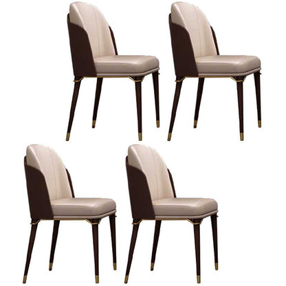 Contemporary Style Microfiber Leather Chair Parsons Dining Chair for Home Dark Coffee 4 Piece Set Clearhalo ' kitchen&dining_furn' 'Dining Chairs' 'Dining Tables & Seating' 'dining_chair' 'furn' 'furn_dining_chair' 'Furniture' 'furniture_dining_chair' 'Kitchen & Dining Furniture' 'kitchen' 3643878
