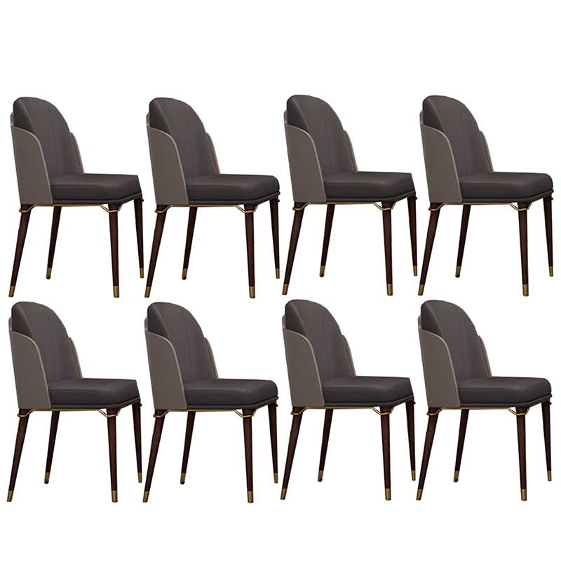 Contemporary Style Microfiber Leather Chair Parsons Dining Chair for Home Dark Gray 8 Piece Set Clearhalo ' kitchen&dining_furn' 'Dining Chairs' 'Dining Tables & Seating' 'dining_chair' 'furn' 'furn_dining_chair' 'Furniture' 'furniture_dining_chair' 'Kitchen & Dining Furniture' 'kitchen' 3643884