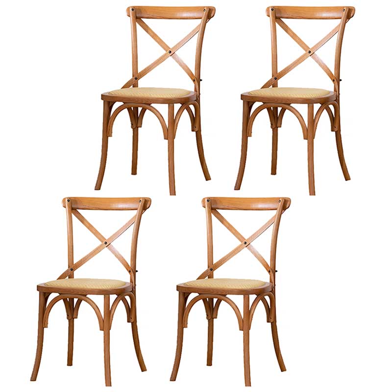 Solid Wood Traditional Dining Chair Matte Finish Cross Back Side Chair Light Wood 4 Piece Set Clearhalo ' kitchen&dining_furn' 'Dining Chairs' 'Dining Tables & Seating' 'dining_chair' 'furn' 'furn_dining_chair' 'Furniture' 'furniture_dining_chair' 'Kitchen & Dining Furniture' 'kitchen' 3643901