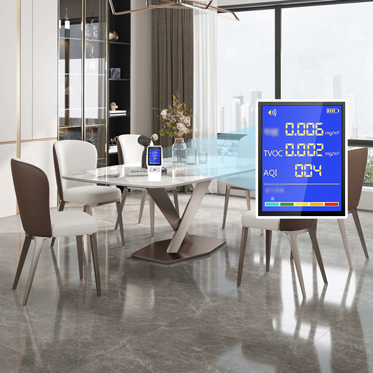 Metal Contemporary Rectangular Table Sintered Stone Dining Table with Pedestal Base Clearhalo ' dining_table' 'Dining Tables & Seating' 'Dining Tables' 'furn' 'furn_dining_table' 'Furniture' 'furniture_dining_table' 'Kitchen & Dining Furniture' 'kitchen&dining_furn' 'kitchen' 'kitchen_dining_table' 3649098
