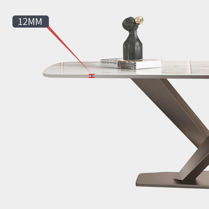 Metal Contemporary Rectangular Table Sintered Stone Dining Table with Pedestal Base Clearhalo ' dining_table' 'Dining Tables & Seating' 'Dining Tables' 'furn' 'furn_dining_table' 'Furniture' 'furniture_dining_table' 'Kitchen & Dining Furniture' 'kitchen&dining_furn' 'kitchen' 'kitchen_dining_table' 3649099
