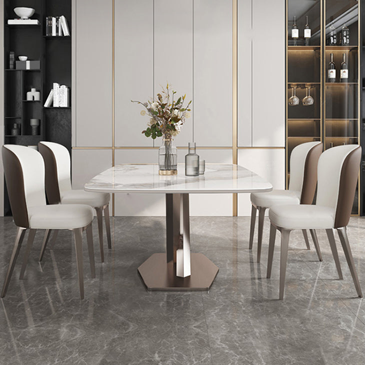 Metal Contemporary Rectangular Table Sintered Stone Dining Table with Pedestal Base Clearhalo ' dining_table' 'Dining Tables & Seating' 'Dining Tables' 'furn' 'furn_dining_table' 'Furniture' 'furniture_dining_table' 'Kitchen & Dining Furniture' 'kitchen&dining_furn' 'kitchen' 'kitchen_dining_table' 3649103