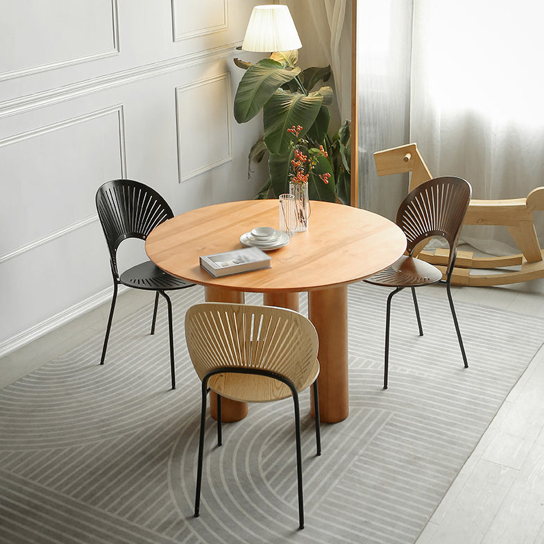Round Pedestal Contemporary Dining Table Brown Tone Fixed Table of Solid Wood Clearhalo ' dining_table' 'Dining Tables & Seating' 'Dining Tables' 'furn' 'furn_dining_table' 'Furniture' 'furniture_dining_table' 'Kitchen & Dining Furniture' 'kitchen&dining_furn' 'kitchen' 'kitchen_dining_table' 3649123