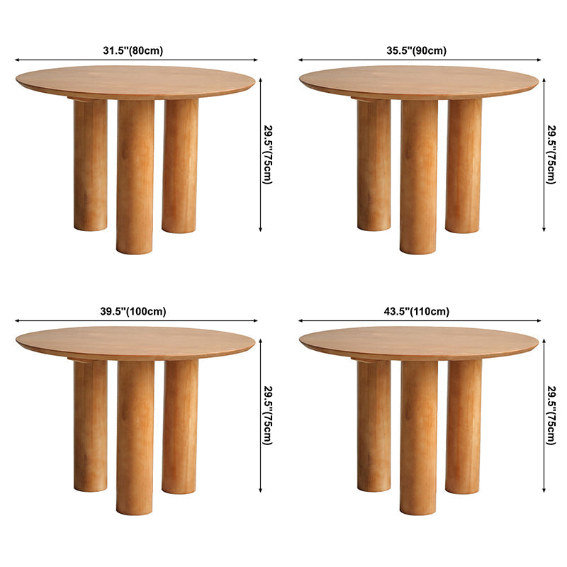 Round Pedestal Contemporary Dining Table Brown Tone Fixed Table of Solid Wood Clearhalo ' dining_table' 'Dining Tables & Seating' 'Dining Tables' 'furn' 'furn_dining_table' 'Furniture' 'furniture_dining_table' 'Kitchen & Dining Furniture' 'kitchen&dining_furn' 'kitchen' 'kitchen_dining_table' 3649129