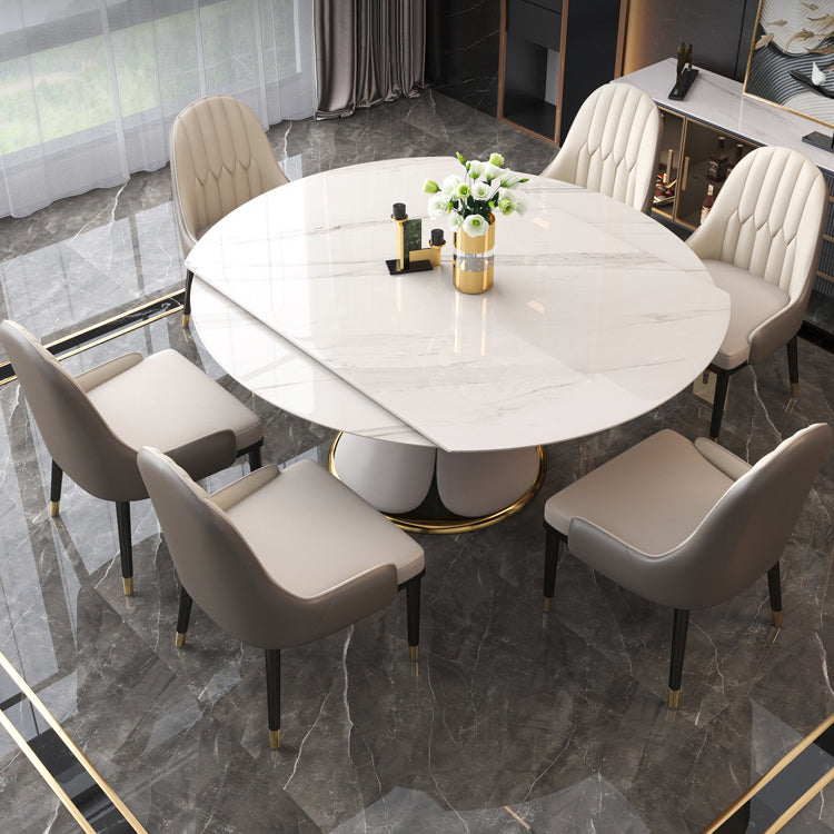 Modern Round Dining Table Sintered Stone Dining Table with Pedestal Base for Home Kitchen Dinner Clearhalo ' dining_table' 'Dining Tables & Seating' 'Dining Tables' 'furn' 'furn_dining_table' 'Furniture' 'furniture_dining_table' 'Kitchen & Dining Furniture' 'kitchen&dining_furn' 'kitchen' 'kitchen_dining_table' 3649133
