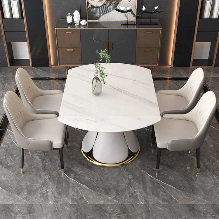 Modern Round Dining Table Sintered Stone Dining Table with Pedestal Base for Home Kitchen Dinner Clearhalo ' dining_table' 'Dining Tables & Seating' 'Dining Tables' 'furn' 'furn_dining_table' 'Furniture' 'furniture_dining_table' 'Kitchen & Dining Furniture' 'kitchen&dining_furn' 'kitchen' 'kitchen_dining_table' 3649135