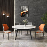 Modern Style Sintered Stone Dining Table White Round Table with Metal Base Clearhalo ' dining_table' 'Dining Tables & Seating' 'Dining Tables' 'furn' 'furn_dining_table' 'Furniture' 'furniture_dining_table' 'Kitchen & Dining Furniture' 'kitchen&dining_furn' 'kitchen' 'kitchen_dining_table' 3649151