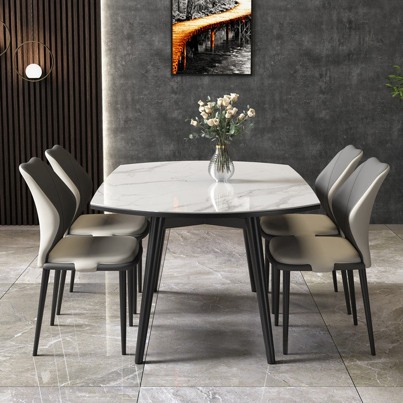 Modern Style Sintered Stone Dining Table White Round Table with Metal Base Clearhalo ' dining_table' 'Dining Tables & Seating' 'Dining Tables' 'furn' 'furn_dining_table' 'Furniture' 'furniture_dining_table' 'Kitchen & Dining Furniture' 'kitchen&dining_furn' 'kitchen' 'kitchen_dining_table' 3649152