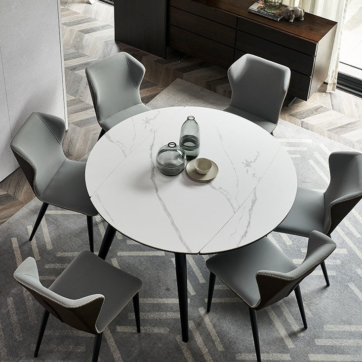 Modern Style Sintered Stone Dining Table White Round Table with Metal Base Clearhalo ' dining_table' 'Dining Tables & Seating' 'Dining Tables' 'furn' 'furn_dining_table' 'Furniture' 'furniture_dining_table' 'Kitchen & Dining Furniture' 'kitchen&dining_furn' 'kitchen' 'kitchen_dining_table' 3649153