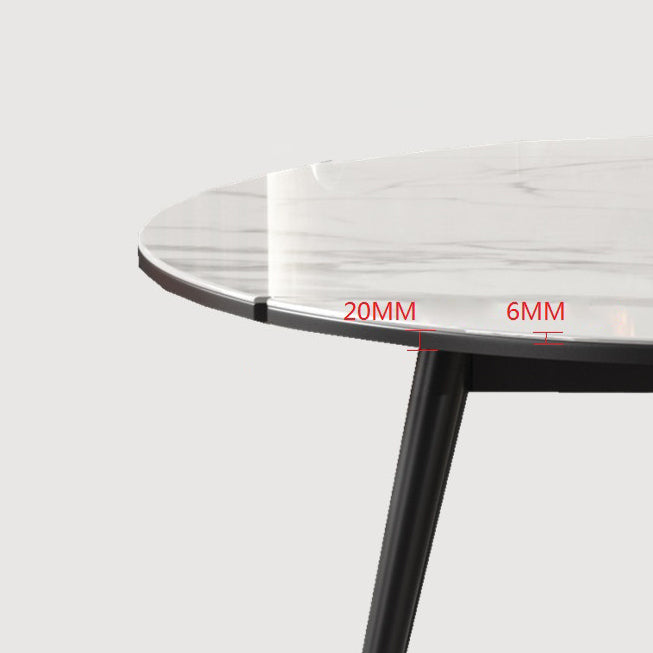 Modern Style Sintered Stone Dining Table White Round Table with Metal Base Clearhalo ' dining_table' 'Dining Tables & Seating' 'Dining Tables' 'furn' 'furn_dining_table' 'Furniture' 'furniture_dining_table' 'Kitchen & Dining Furniture' 'kitchen&dining_furn' 'kitchen' 'kitchen_dining_table' 3649156