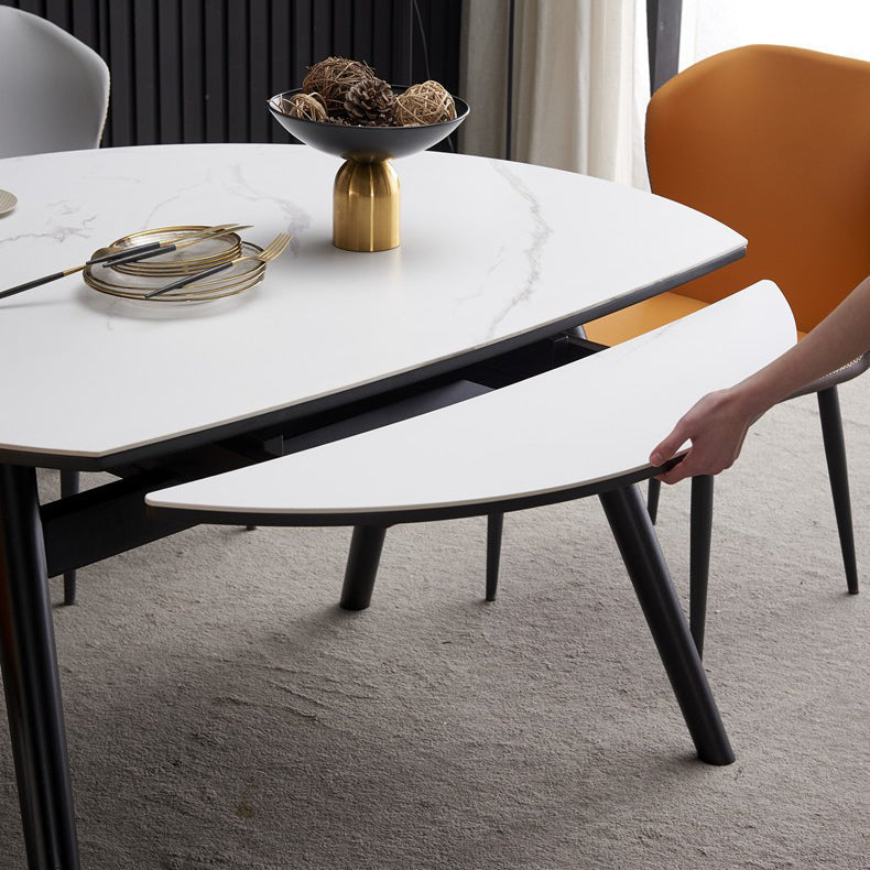Modern Style Sintered Stone Dining Table White Round Table with Metal Base Clearhalo ' dining_table' 'Dining Tables & Seating' 'Dining Tables' 'furn' 'furn_dining_table' 'Furniture' 'furniture_dining_table' 'Kitchen & Dining Furniture' 'kitchen&dining_furn' 'kitchen' 'kitchen_dining_table' 3649157